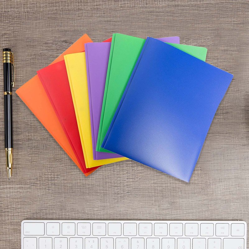 Colorful 2-Pocket Plastic Folder with Prong Fasteners - Letter Size Office & School File Organizer