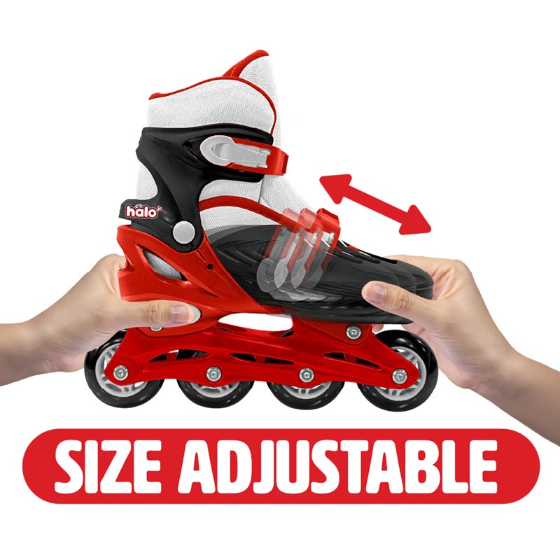 Adjustable Inline Skates and Helmet Set for Youth 12-2 - Red & Teal
