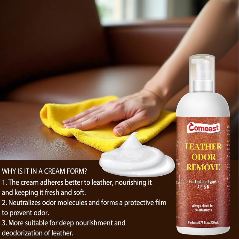 Leather Odor Remover Cream - Clean, Protect & Restore Leather Furniture & Car Interiors