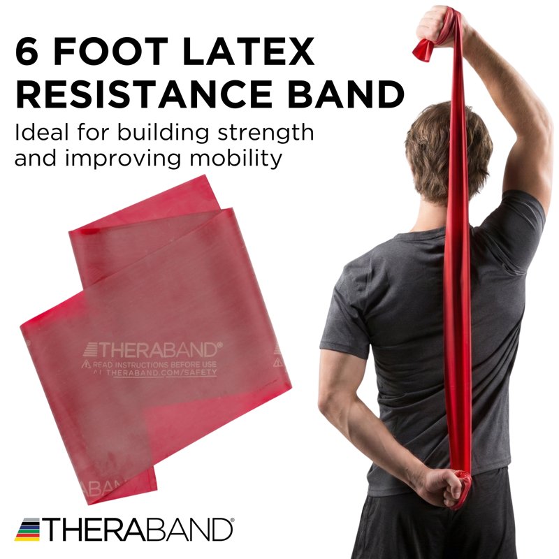 Resistance Band for Exercise & Physical Therapy - Latex, 6 Ft, Multiple Colors
