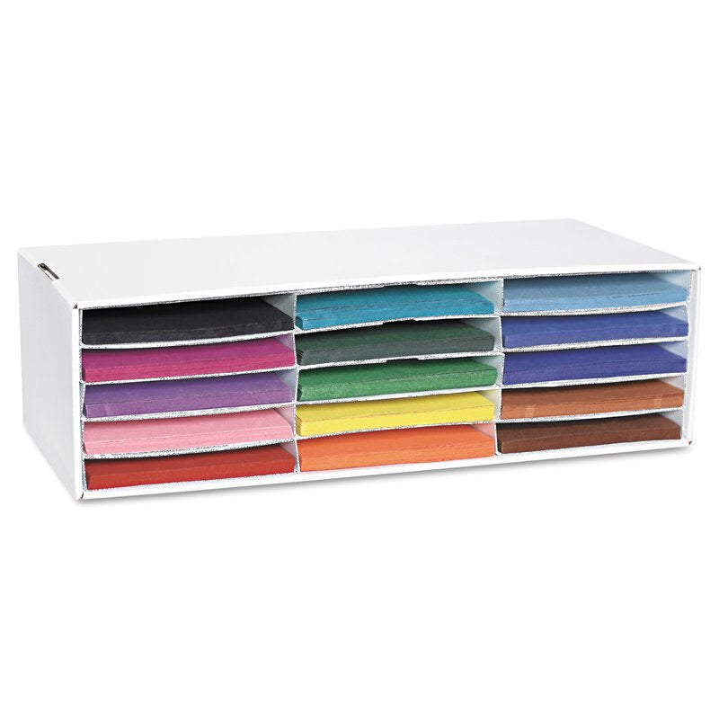 15-Compartment Paper Sorter Organizer for Classroom & Office, White