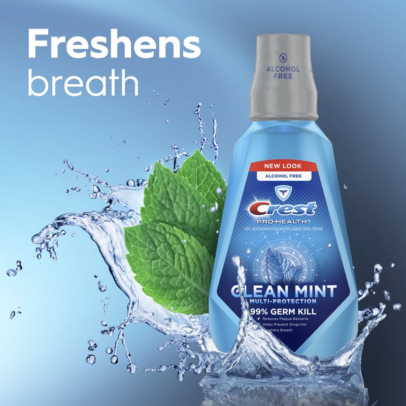 Multipack Alcohol-Free Mouthwash with Fresh Mint - 6 Bottles, 1L each