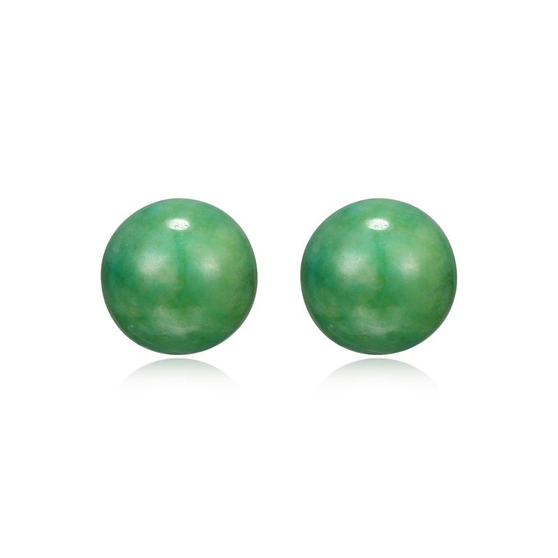 Genuine Jade Stud Earrings in Platinum Over Sterling Silver - Women's Jewelry