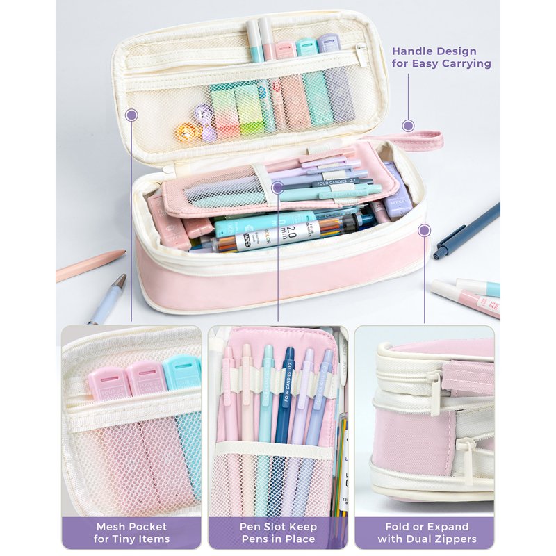 41-Piece Aesthetic Stationery Set with Pen Case, Gel Pens & Mechanical Pencils for Students