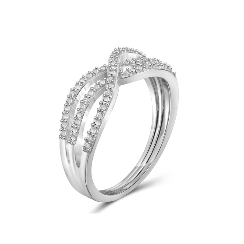 Sterling Silver White Diamond Open Ring for Women - Elegant Everyday Jewelry