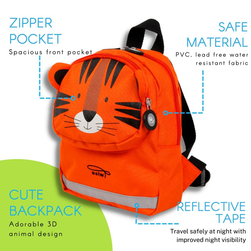 Lightweight Toddler Backpack with Animal Design - 9 Inch Kids School Bag