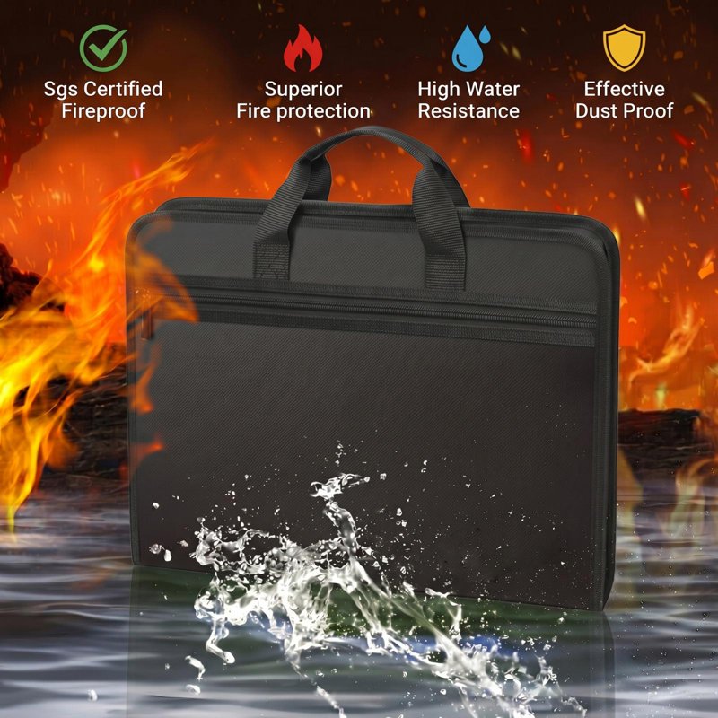 Fireproof Accordion File Organizer with 13 Expandable Pockets & Waterproof Design