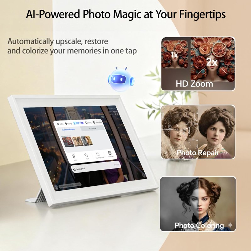 Digital Family Calendar with Touchscreen - Wall & Desk Mount, Chore & Meal Planner