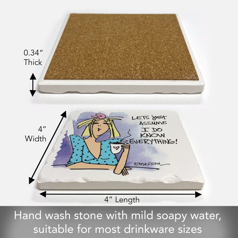 Know Everything Single Coaster Tile - Thirstystone Absorbent Stone 4x4