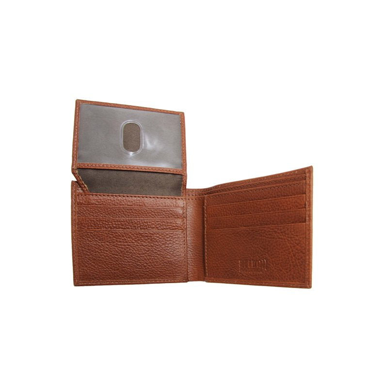 Leather Passcase Wallet with Burnished Edge – Brown, Multiple Card Slots