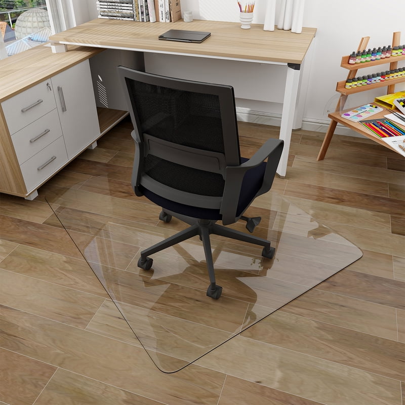 Tempered Glass Office Chair Mat for Carpet & Hard Floors - 36x46 Inches