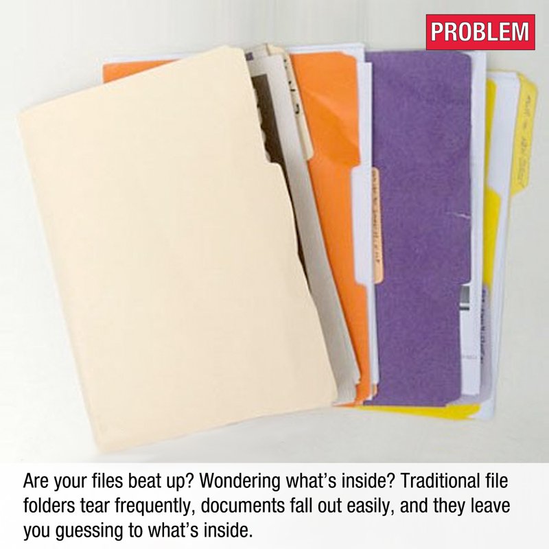 Office Document Folder Set - Clear Poly PocketFiles with Assorted Colors