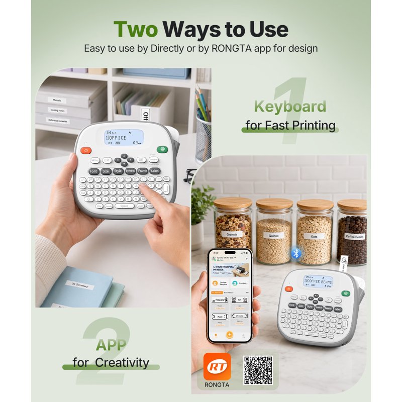 Bluetooth Label Maker with Tape - Thermal Printer for Home & Office Organization