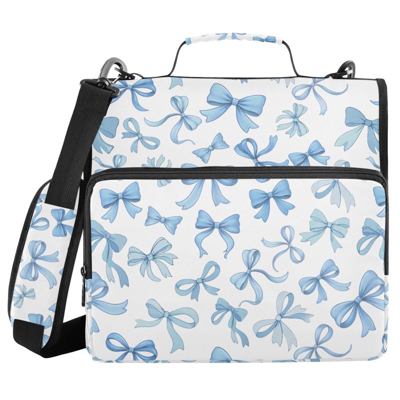 Zipper Binder with Bow Pattern, 3-Ring File Organizer, 500 Sheets Capacity