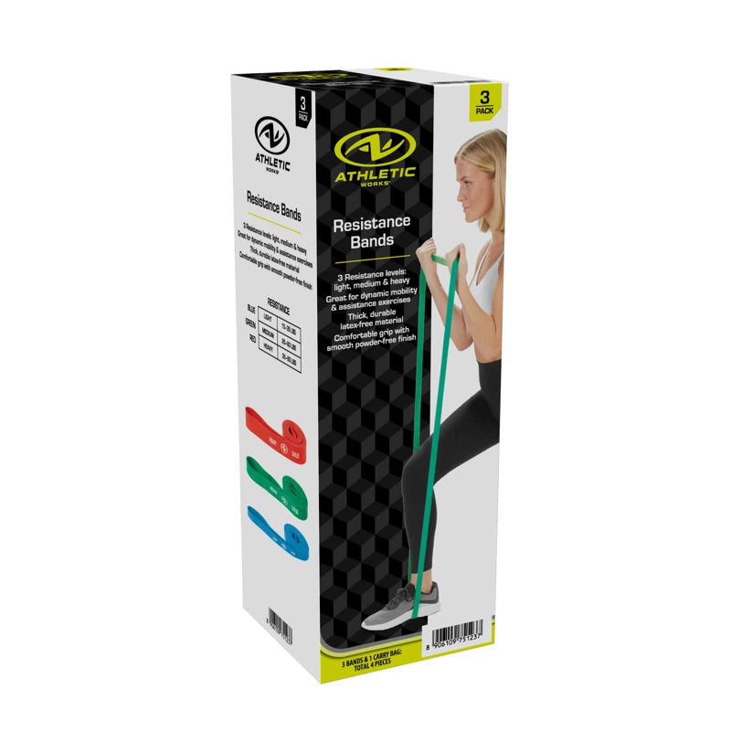 Resistance Bands Set of 3 - Latex-Free Exercise Bands for Strength & Stretching