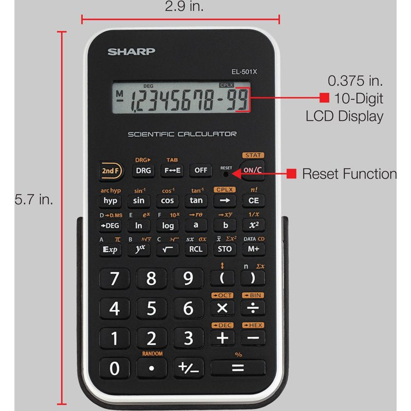 Scientific Calculator with 146 Functions, Large LCD & Hard Case - Black