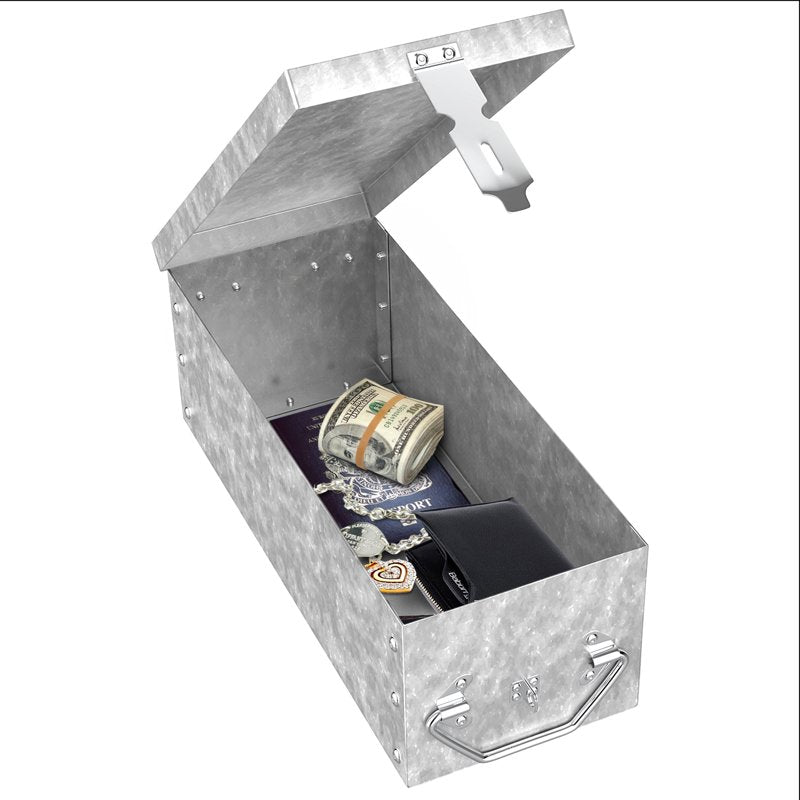Metal Lock Box with Handle - Secure Storage Chest for Valuables & Jewelry