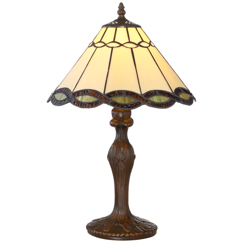 Traditional Tiffany Style Accent Table Lamp with Woven Glass Shade - Bronze Finish, 18.5"