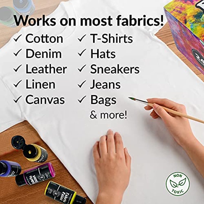Fabric Paint Set - 24 Vibrant Colors for Clothing & Crafts, Washable & Non-Toxic
