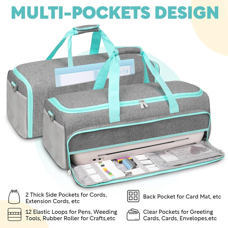 Large Travel Storage Bag for Cricut Maker & Explore Series - Gray & Green