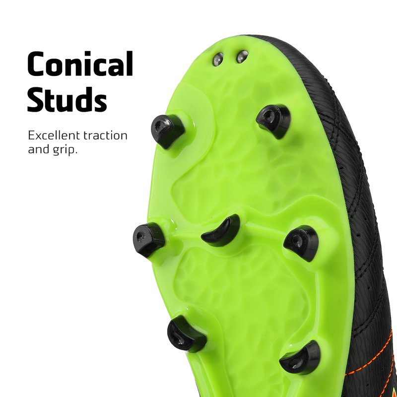 Dream Pairs Men Soccer Shoes - Football Sneakers Outdoor Cleats Black Lemon Green Red, Size 13