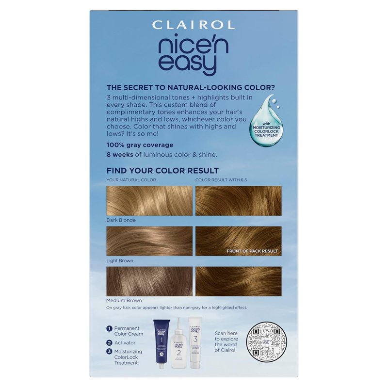 Permanent Hair Color Cream - Natural Luminous Shades, 6.5 Lightest Brown, Multiple Variants