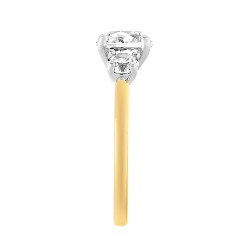 Sterling Silver 14K Yellow Gold Plated White Sapphire Three Stone Engagement Ring