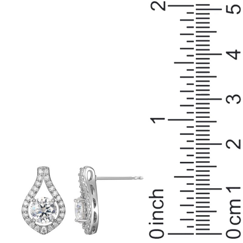 Moissanite Earrings in Rhodium Plated Sterling Silver for Women