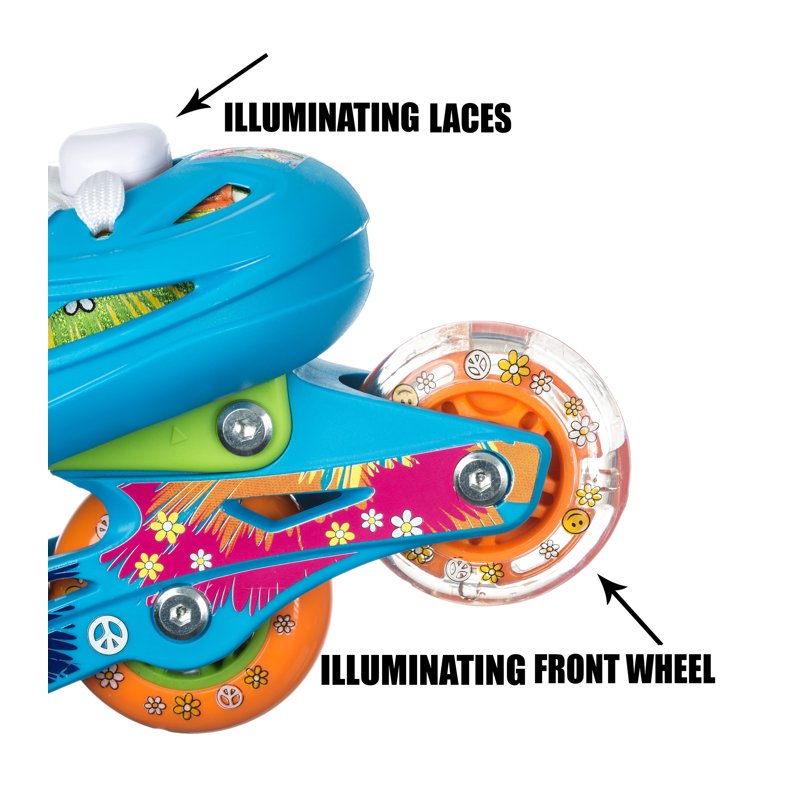 Girls Inline Skates with Light-Up LED Laces & Wheel - Youth Sizes Available