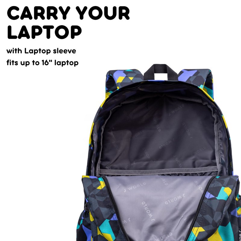 J World Oz 17" Day Backpack for School & Travel - Cubes Variation