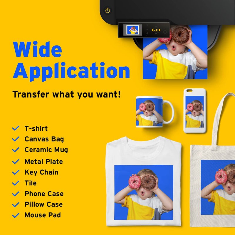 Sublimation Heat Transfer Paper 125 GSM 100 Sheets for Inkjet Printers