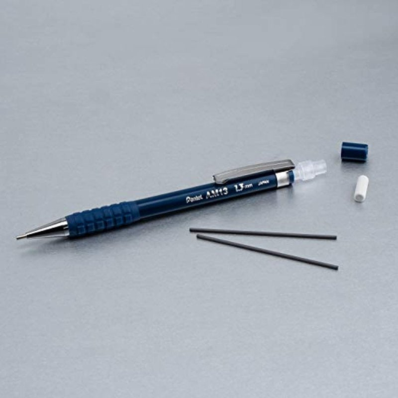 Mechanical Pencil with 1.3mm Heavy-Duty Lead, Dark Blue Barrel & Refill