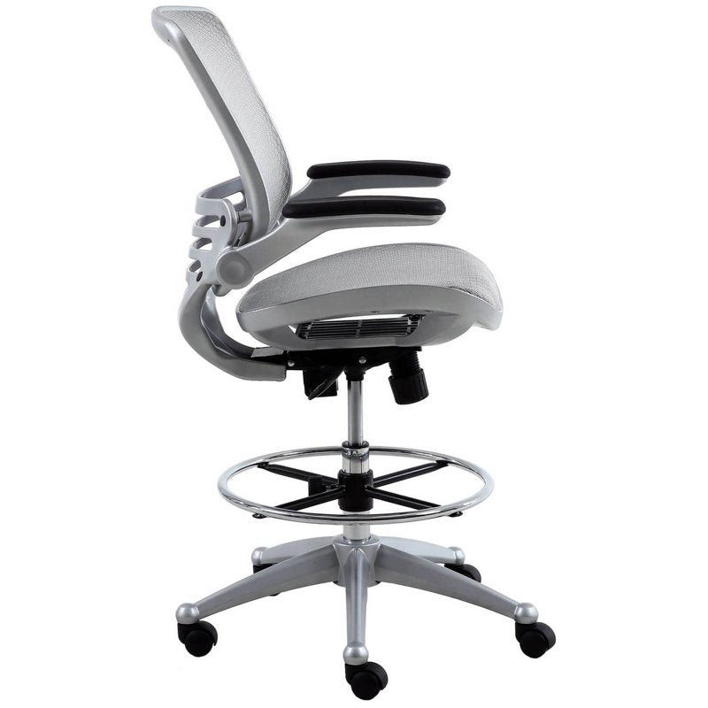 Heavy Duty Mesh Drafting Chair with Lumbar Support - Ergonomic Office Stool