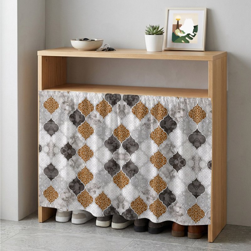 Waterproof Kitchen Cabinet Curtain Under Sink Dust-Proof & Decorative 35x35 Inches