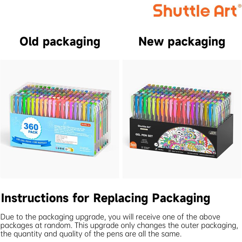 Gel Pen Set with 180 Colors & 180 Refills for Adult Coloring & Art