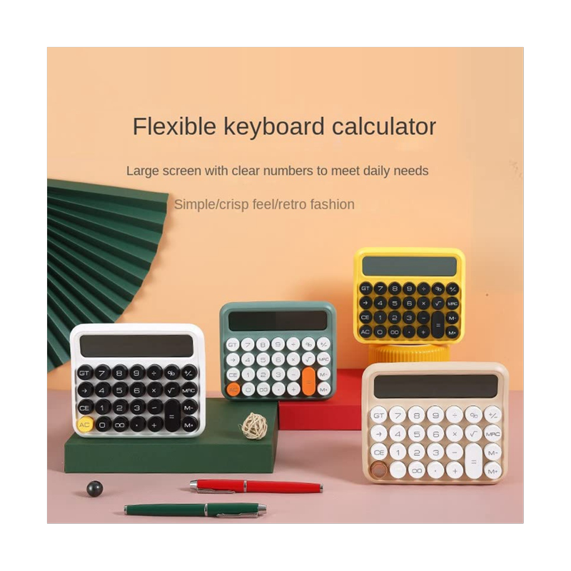 Mechanical Button Calculator with LCD Display - 12 Digit Desktop Office Tool