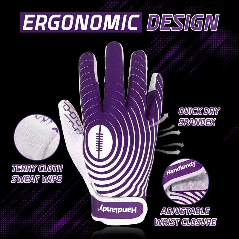 Youth Football Gloves with Tacky Silicone Grip for Boys and Girls