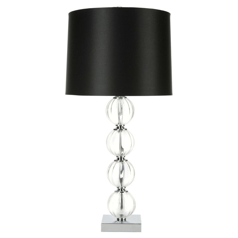 Crystal Globe Table Lamp with Off-White Shade - 31-Inch Glam Glass Lighting