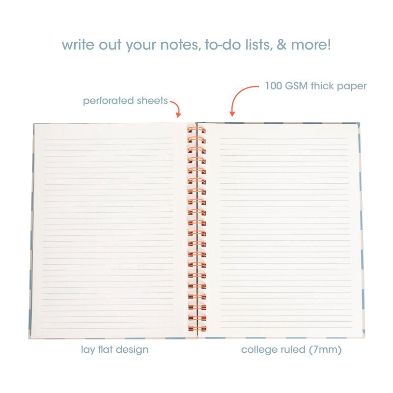 Floral Checkered Spiral Notebook - 8x10.5 College Ruled, Art & School