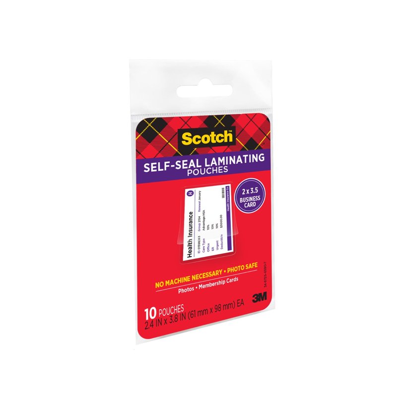 Self-Sealing Laminating Pouches for Business Cards, 2.4 x 3.8 Inches, Pack of 10