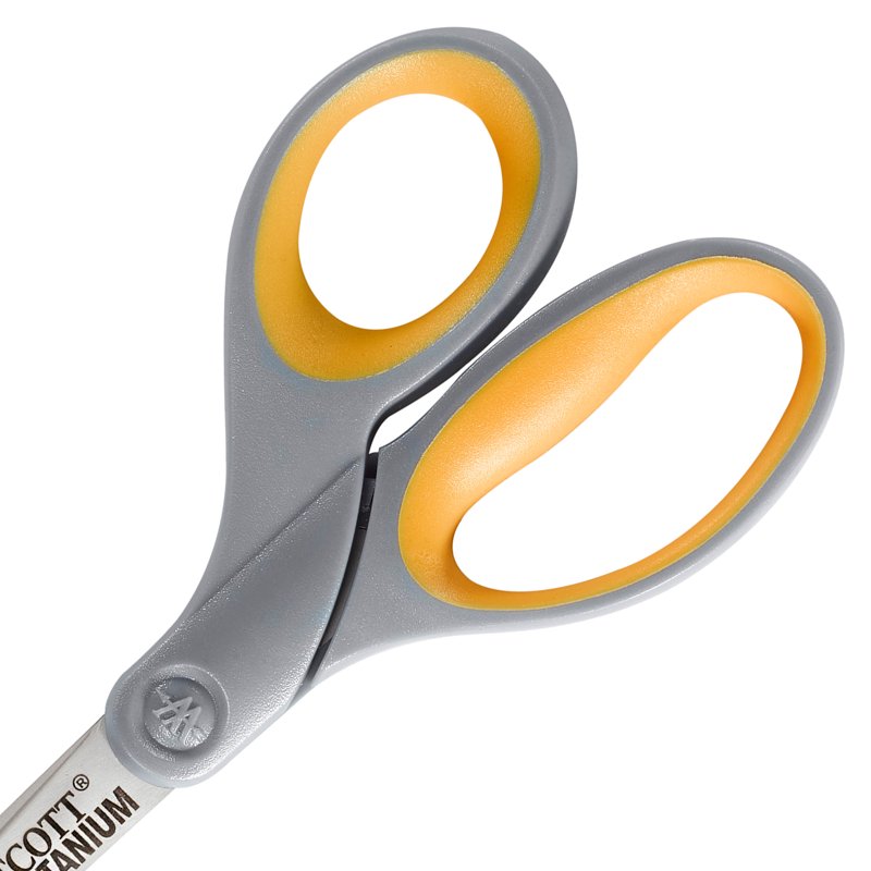 Titanium Bonded Scissors 7-Inch, Straight Cut, Gray/Yellow – 6 Pack