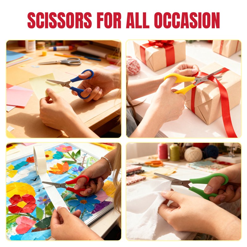 100 Pack Safety Scissors 5" Blunt Tip with Scale for Classroom Craft