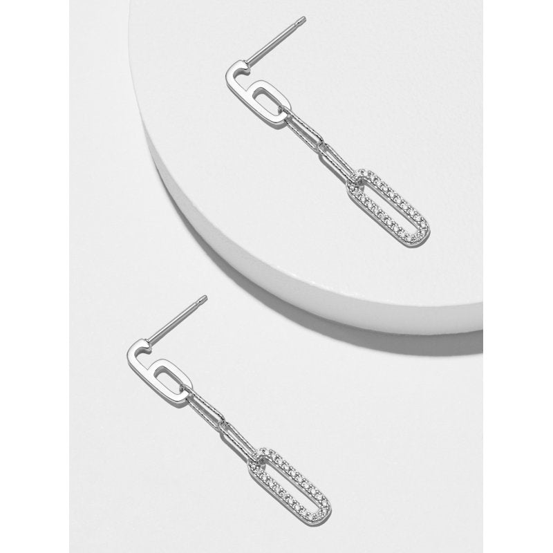 Sterling Silver Cubic Zirconia Oval Paperclip Earrings - Hypoallergenic, Gift Ready