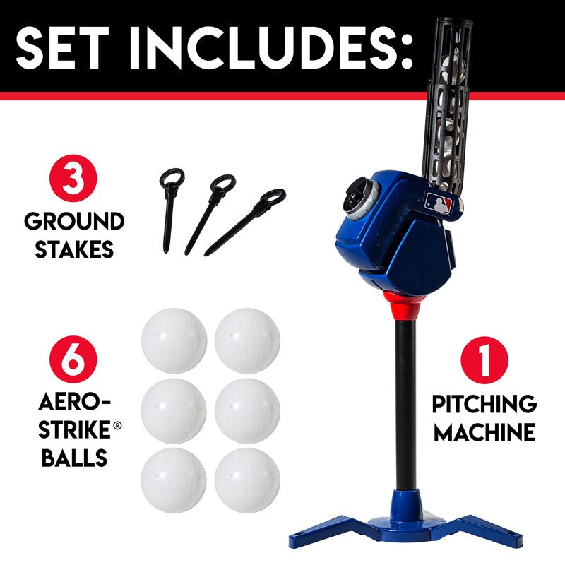 Kids Baseball Pitching Machine 4-in-1 Adjustable Age 5+ Blue/Black/Red