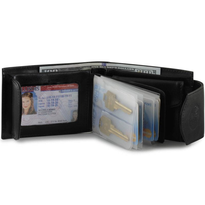 Women's Convertible Leather Billfold Wallet - Black