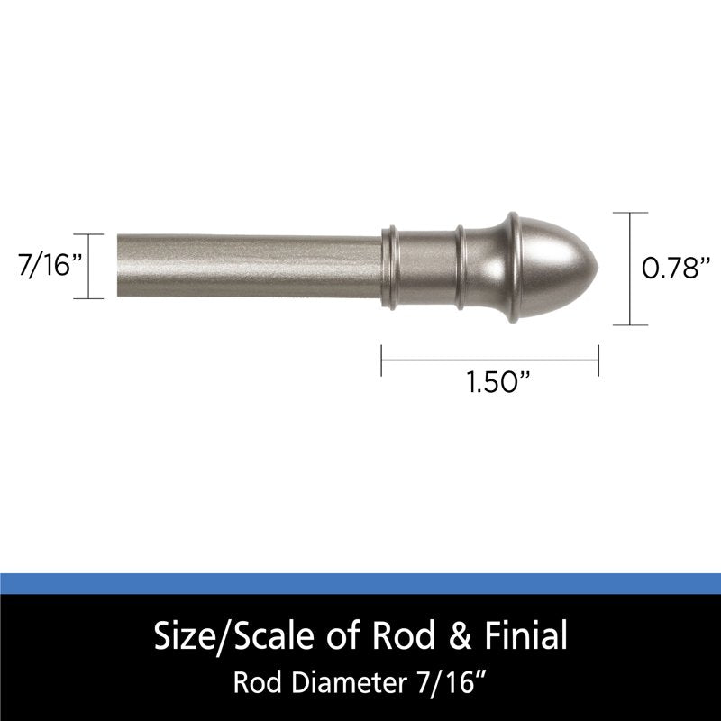 Adjustable Nickel Curtain Rod Set for Light Window Treatments, 48-84 in