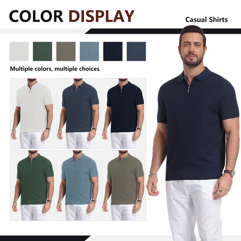 Men's Lightweight Viscose Polo Shirt - Casual Short Sleeve Golf & Summer Wear