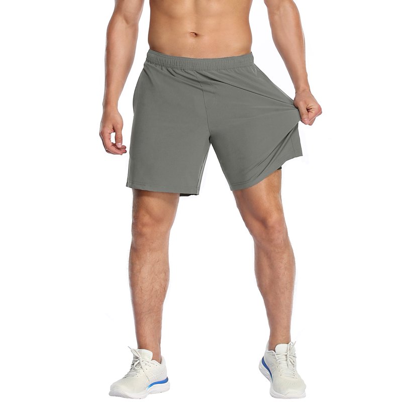 LRD Mens Performance Workout Shorts with Compression Liner 7 inch Inseam