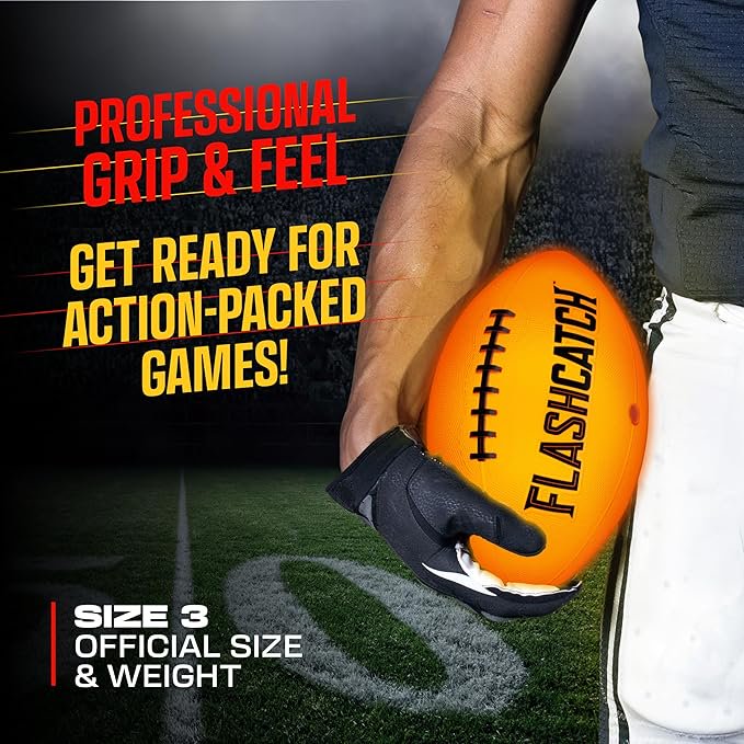 Glow in the Dark Youth Football - Light Up Outdoor Sports Ball for Kids Ages 8-15