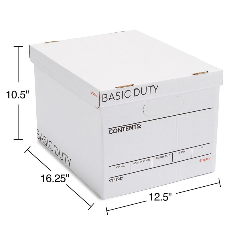 Corrugated File Storage Box with Lift-Off Lid 20 Pack for Letter & Legal Size Documents